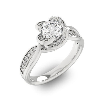 1 Ct Natural Diamond, Moissanite Engagement Ring
