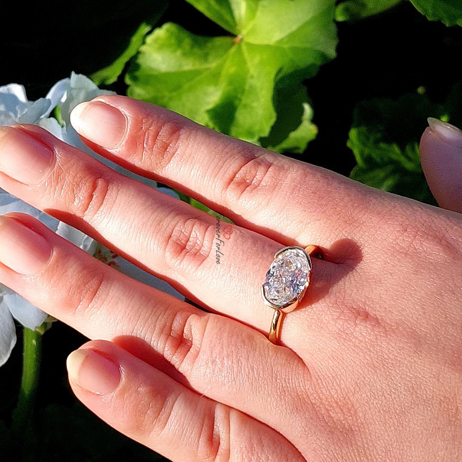4 Ct Oval Moissanite Halo Engagement Ring