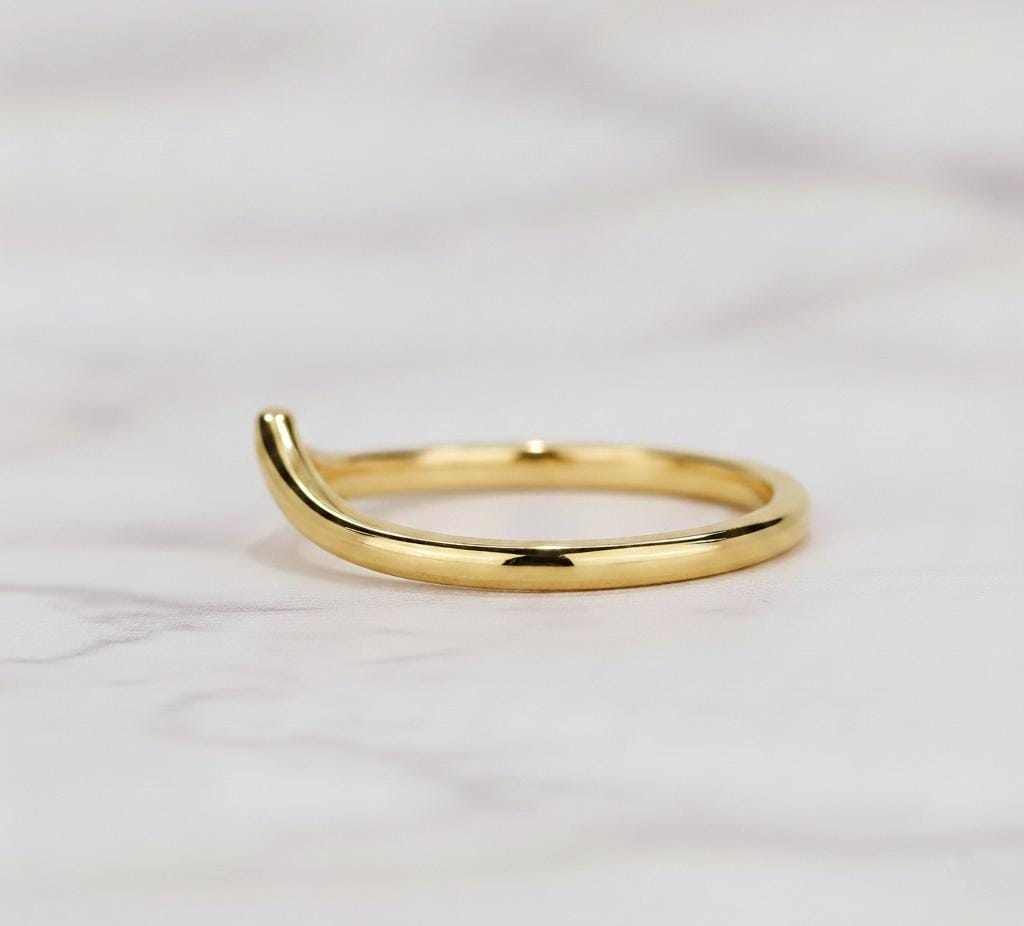 Dainty Stackable V Shaped Ring Chevron Contoured Wave Ring Curved Lab Grown Diamond Band Matching Wedding Band Tiny Diamond Engagement Ring