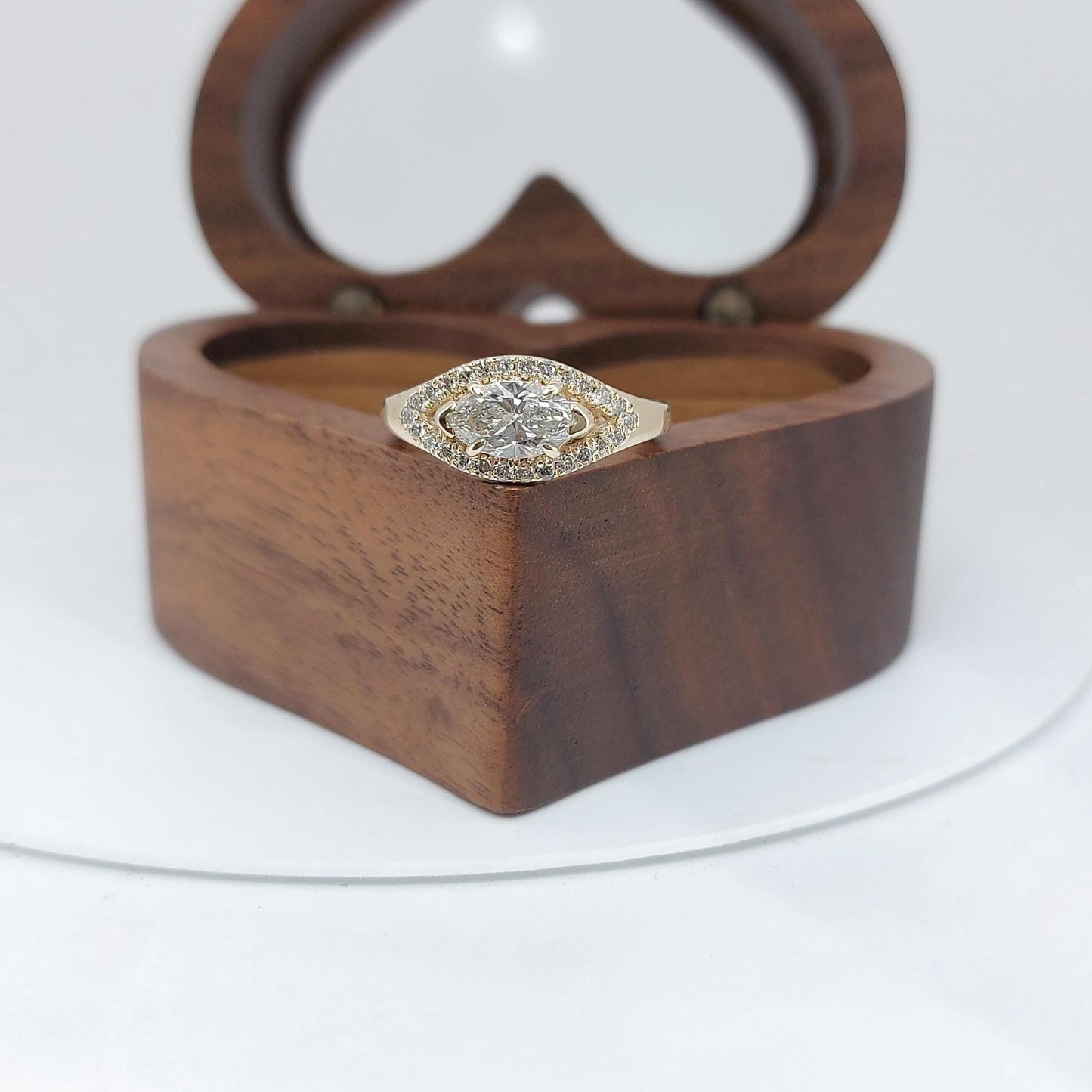 0.5 Ct Marquise Diamond Band Marquise cut 1Ct Moissanite Brilliant Cut engagement ring in 935 Argentium Silver — custom handcrafted by Forever For Love