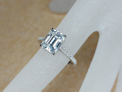 3 Ct Emerald Moissanite, Emerald Solitaire Engagement Ring