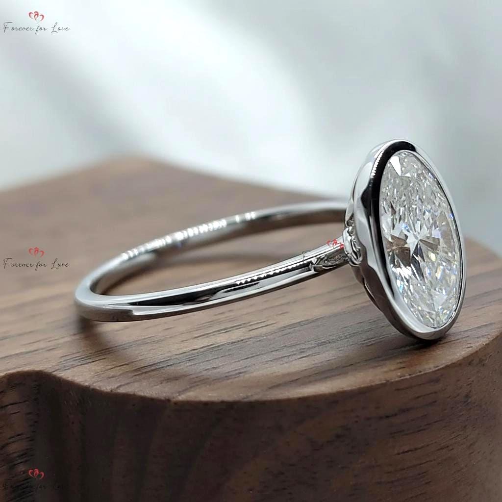 1.59 Ct IGI Certified Oval Lab Diamond Solitaire Engagement Ring Oval cut 1Ct Moissanite Brilliant Cut engagement ring in 935 Argentium Silver — custom handcrafted by Forever For Love