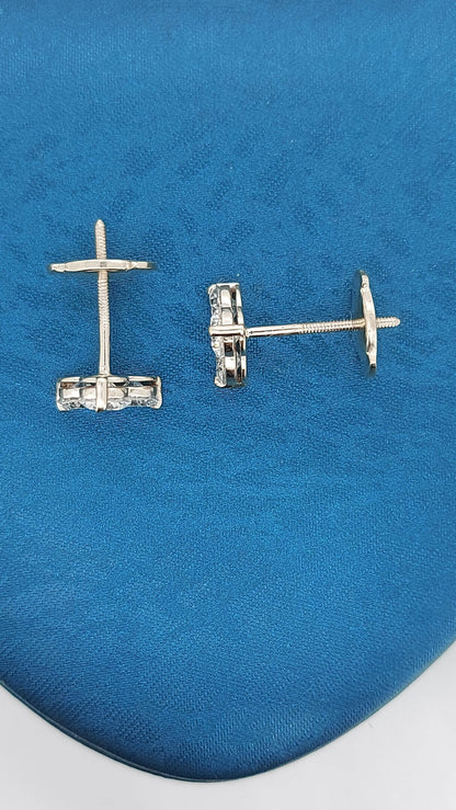 Ohrstecker aus 14 Karat Gold und Diamanten, 4 mm Diamant-Cluster-Ohrring mit Sicherheitsverschluss, Paar Ohrringe aus 14 Karat Rosé-, Weiß- und Gelbgold.
