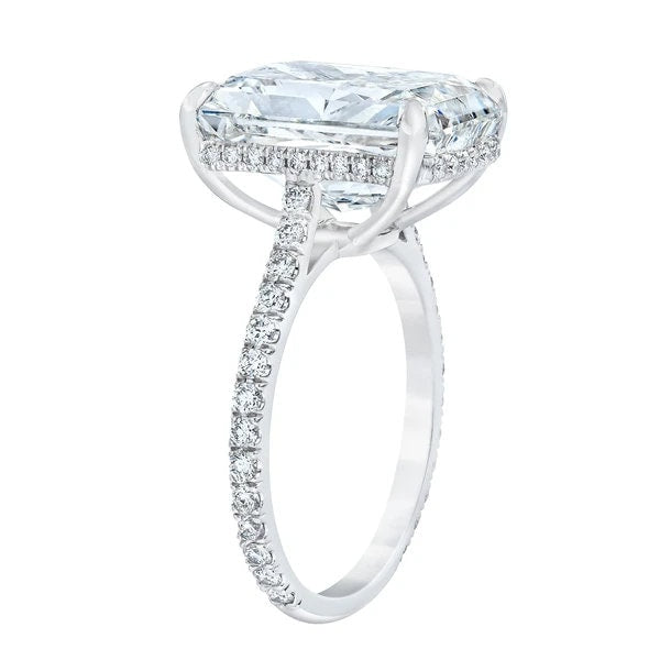 4 Ct Radiant Natural Diamond, Moissanite Hidden Halo Engagement Ring Radiant cut 1Ct Moissanite Brilliant Cut engagement ring in 935 Argentium Silver — custom handcrafted by Forever For Love