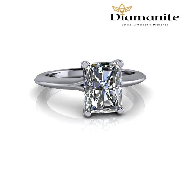 2.7 Ct Diamanite Diamond Engagement Ring/ Radiant Cut Bridal Ring 14K Solid Set in White gold