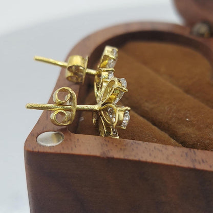 14 Karat Gold Ohrstecker mit tropfenförmigem Blumenmotiv und Diamanten, Labor-Diamantohrstecker, im Labor gezüchteter Diamant, Ohrstecker aus massivem Gold, Blumenohrringe, perfektes Geschenk
