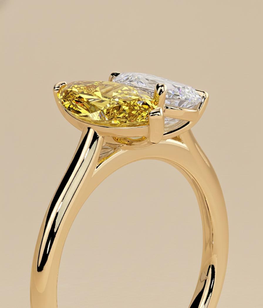 4 Karat Birnenförmiger Labor-Diamant Verlobungsring Pear cut Moissanite engagement ring in Gold or Platinum — custom handcrafted by Forever For Love