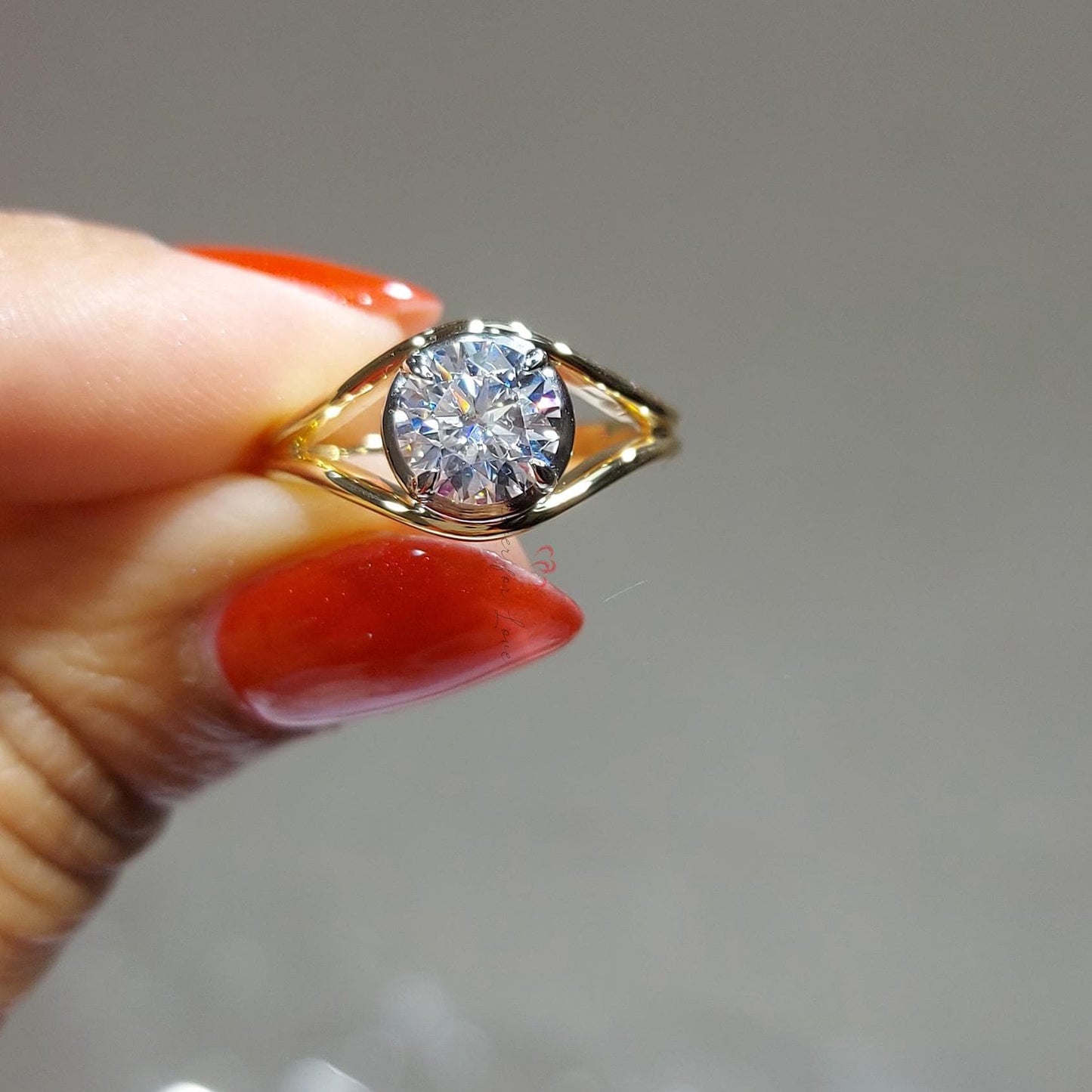 1 Ct IGI Certified Round Lab Diamond Solitaire Engagement Ring Round cut 1Ct Moissanite Brilliant Cut engagement ring in 935 Argentium Silver — custom handcrafted by Forever For Love