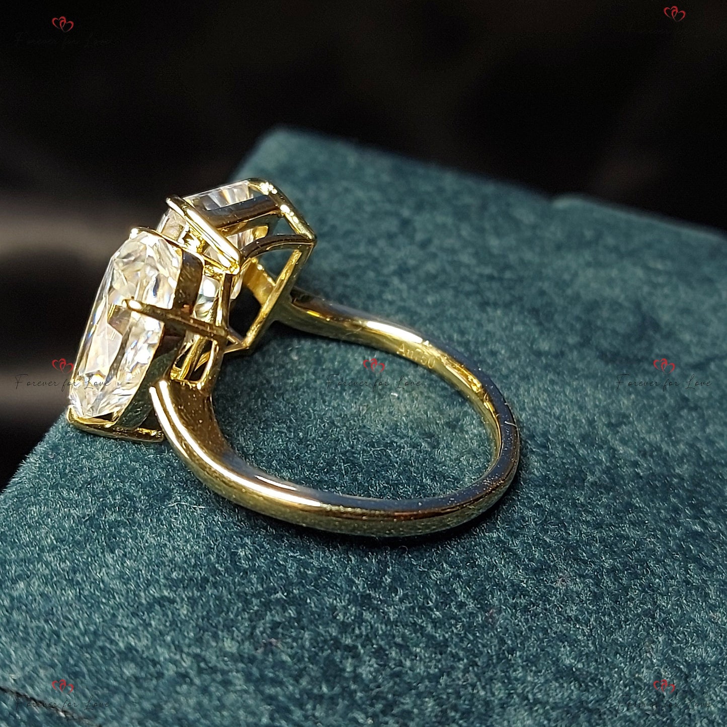 Radiant Moissanite Solitaire Engagement Ring Radiant cut Moissanite engagement ring in Gold or Platinum — custom handcrafted by Forever For Love
