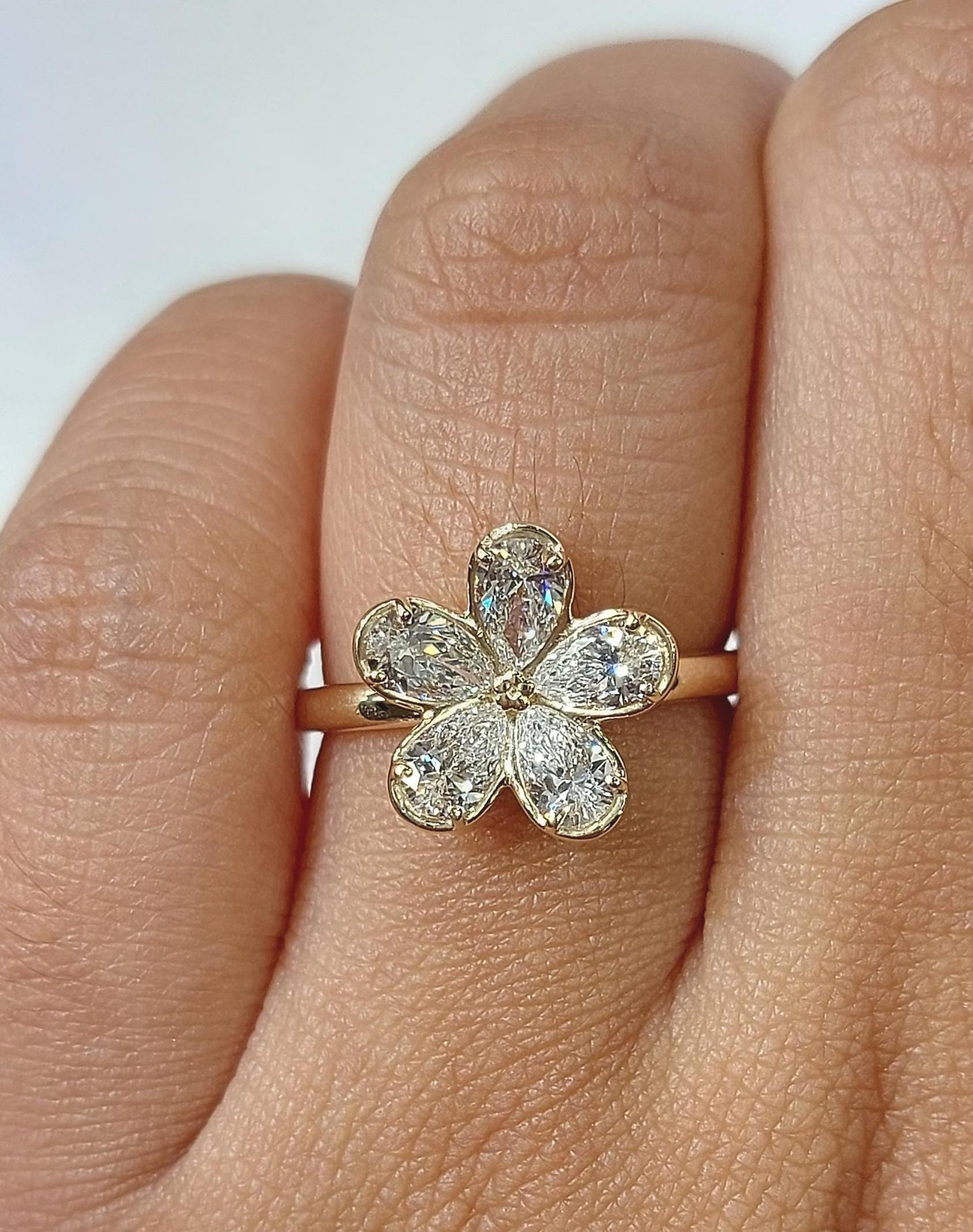 Pear Lab Diamond Ring Pear cut 1Ct Moissanite Brilliant Cut engagement ring in 935 Argentium Silver — custom handcrafted by Forever For Love