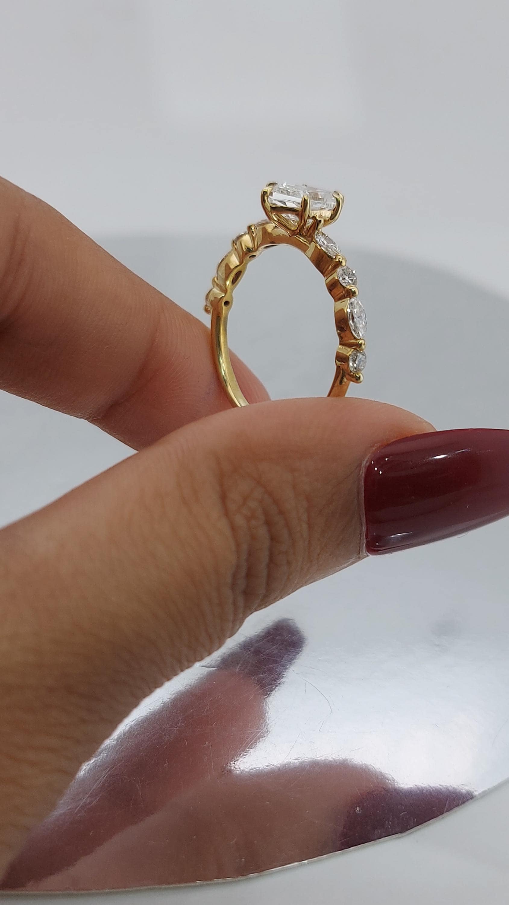 1 Carat Dutch Marquise Cut IGI Certified Lab Diamond side marquise Ring, Unique Promise Ring for Her