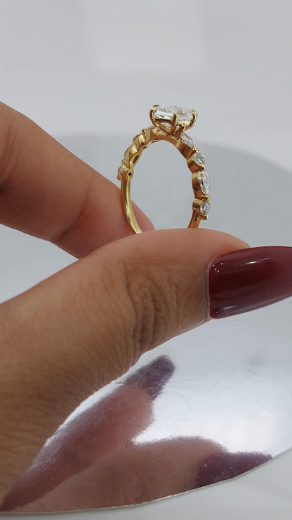 1 Carat Dutch Marquise Cut IGI Certified Lab Diamond side marquise Ring, Unique Promise Ring for Her