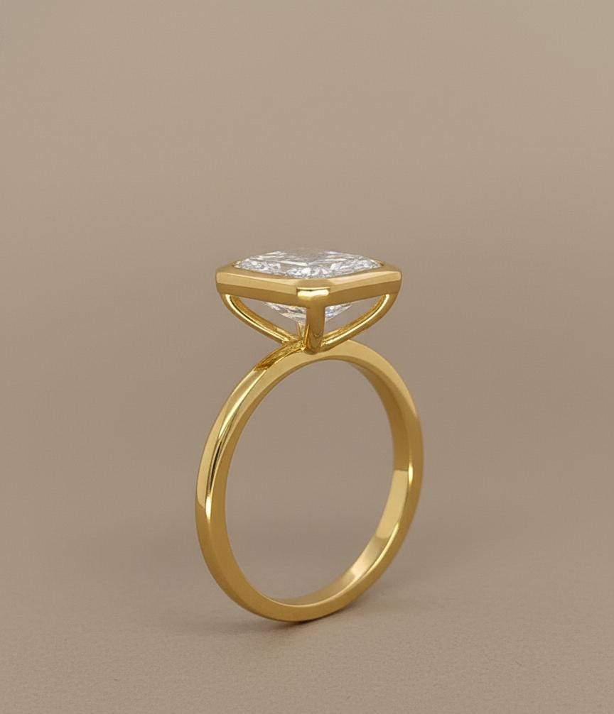 2 Karat IGI-zertifizierter Radiant Solitär Verlobungsring aus Labor-Diamant Radiant cut Moissanite engagement ring in 935 Argentium Silber — custom handcrafted by Forever For Love
