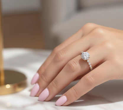 2 Ct IGI Certified Marquise Lab Diamond Hidden Halo Engagement Ring