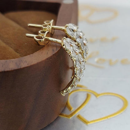 1.00 Karat Marquise Labor-Diamant Blätter Ohrringe – Geschwungene Cluster Gold Ohrringe, Alltags-Ohrringe, Labor-Diamant-Ohrringe, Perfektes Geschenk