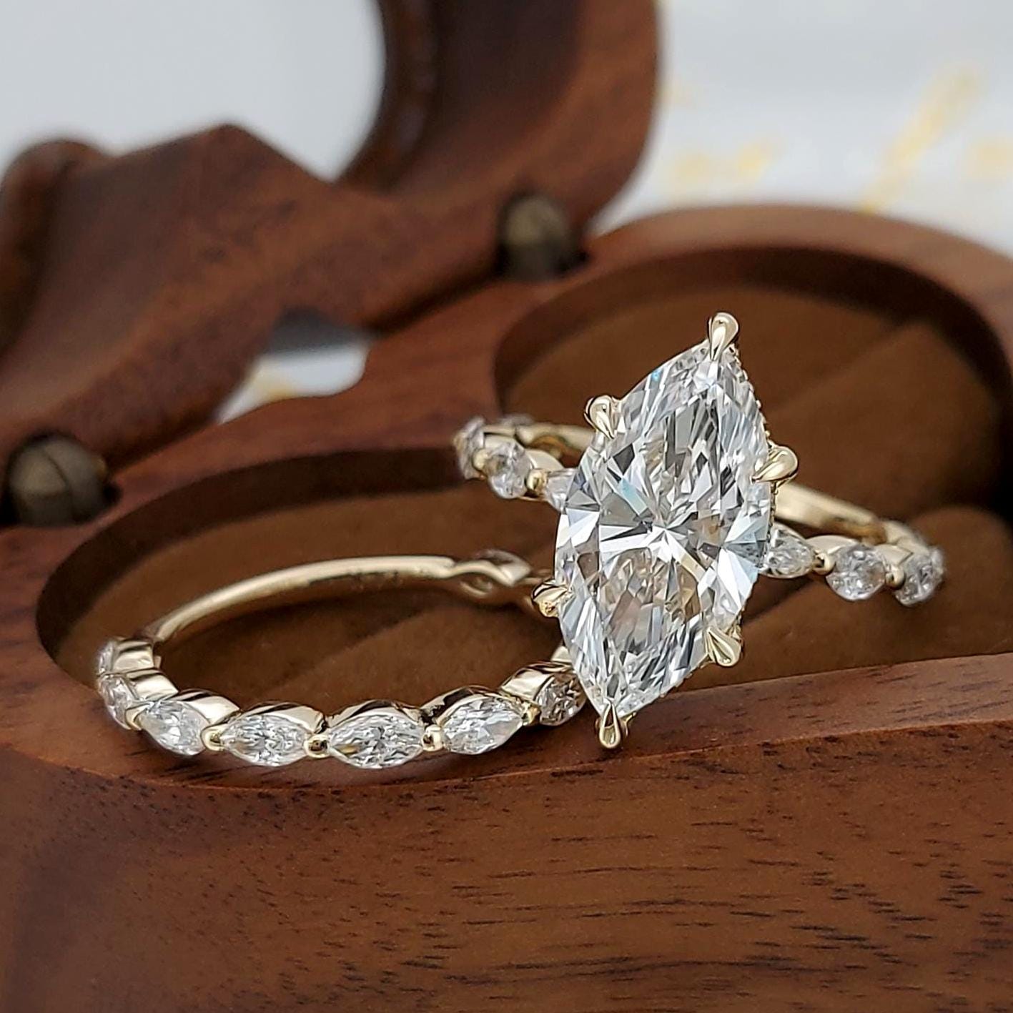 3 Ct IGI Certified Marquise Lab Diamond Engagement Ring