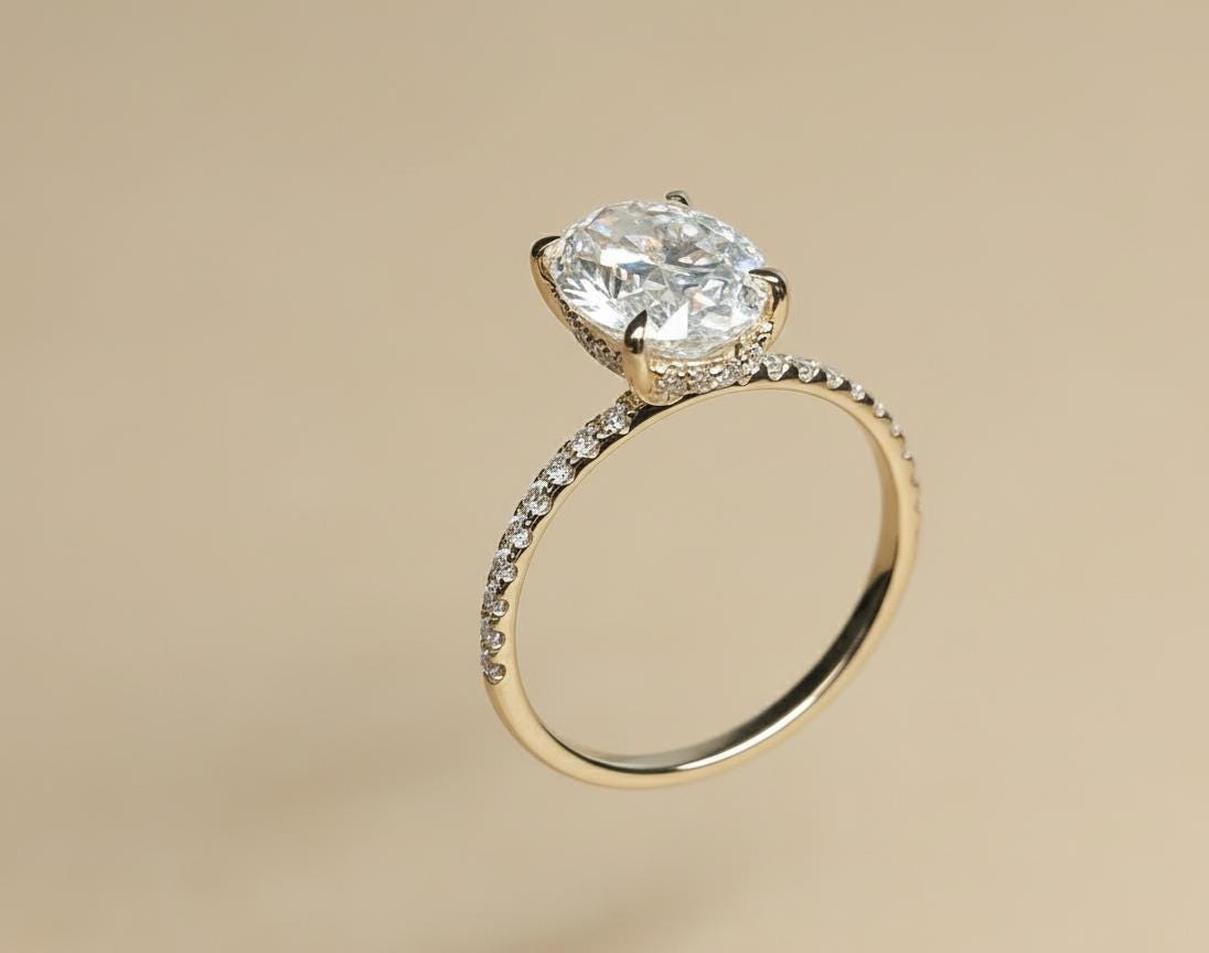 3.5 Ct Oval Moissanite Eternity Engagement Ring Oval cut 1Ct Moissanite Brilliant Cut engagement ring in 935 Argentium Silver — custom handcrafted by Forever For Love