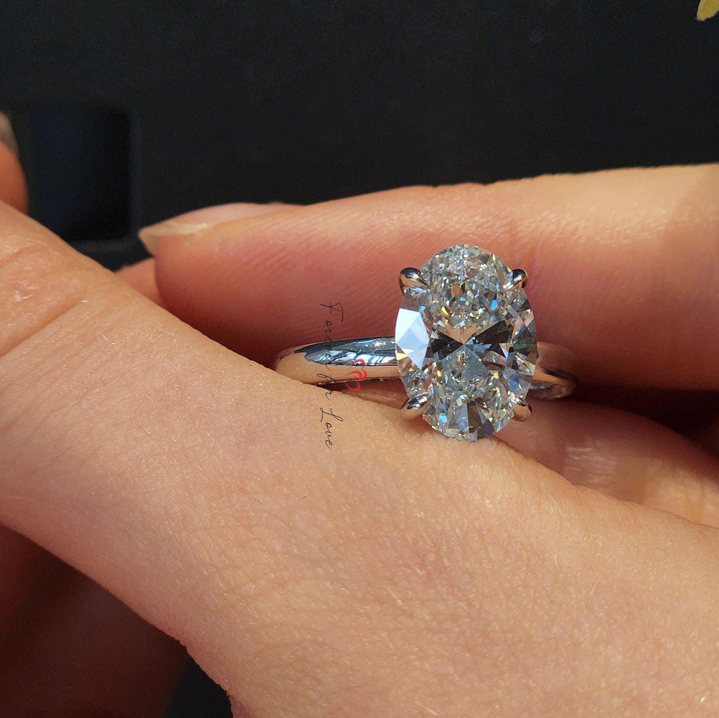 3.5 Ct IGI Certified Oval Lab Diamond Solitaire Engagement Ring Oval cut 1Ct Moissanite Brilliant Cut engagement ring in 935 Argentium Silver — custom handcrafted by Forever For Love