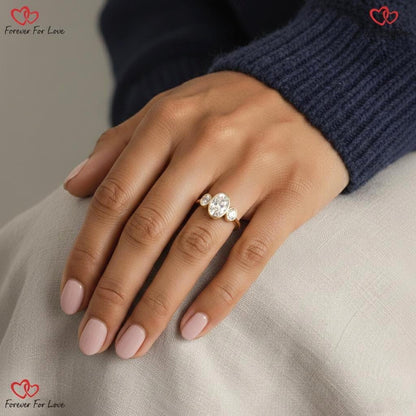 2 Ct IGI Certified Oval Gemstone Three Stone Engagement Ring
