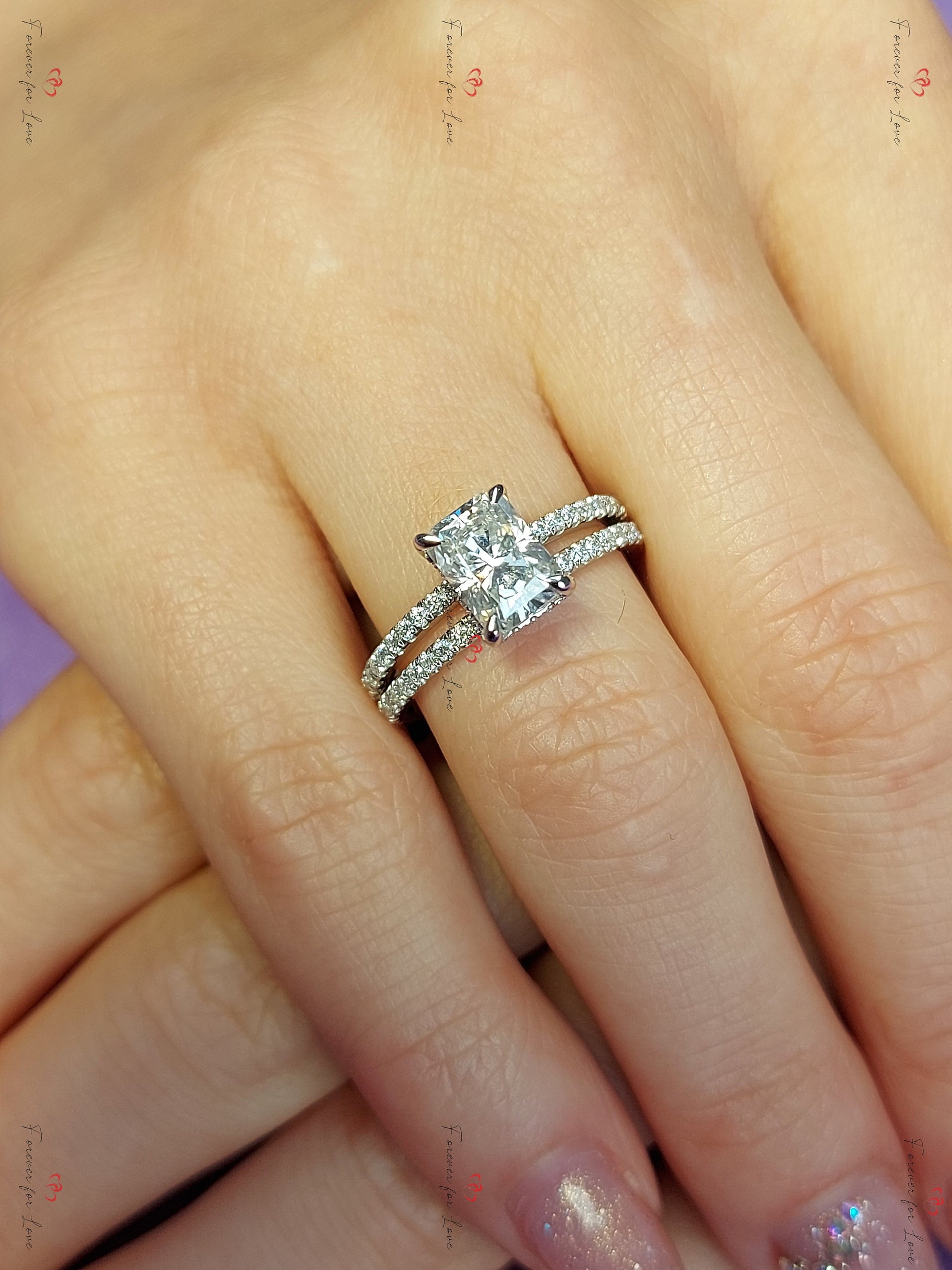2 Ct Radiant Moissanite Engagement Ring