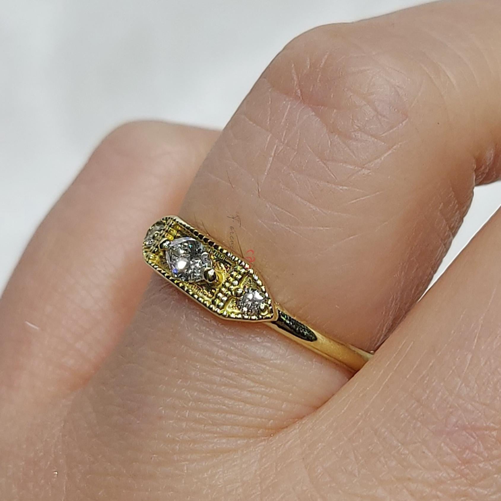 Emerald Diamond Three Stone Engagement Ring
