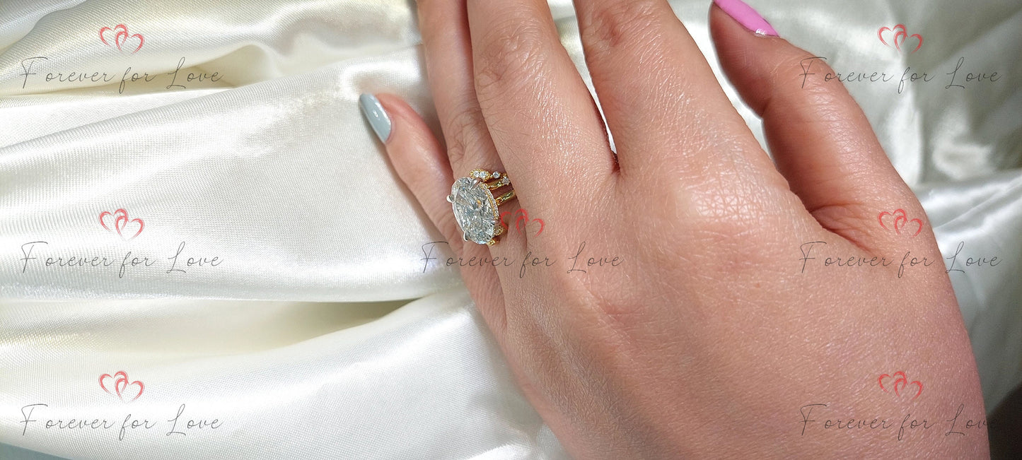 Oval Lab Diamond Eternity Band Oval cut Moissanite Brilliant Cut engagement ring in 935 Argentium Silver — custom handcrafted by Forever For Love