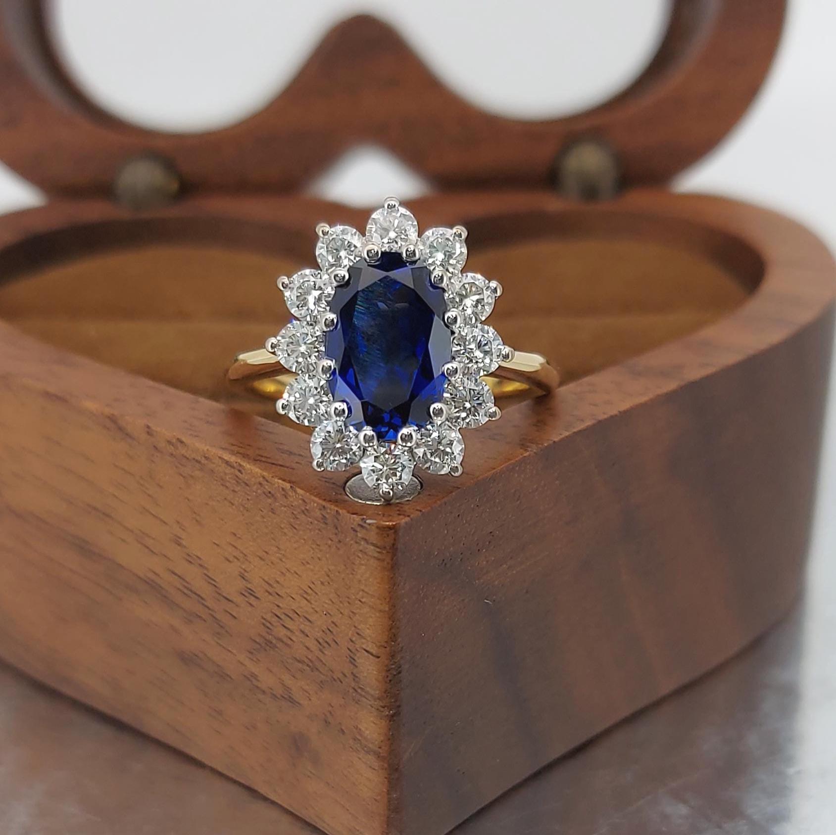 Oval Blue Diamond, Sapphire Engagement Ring