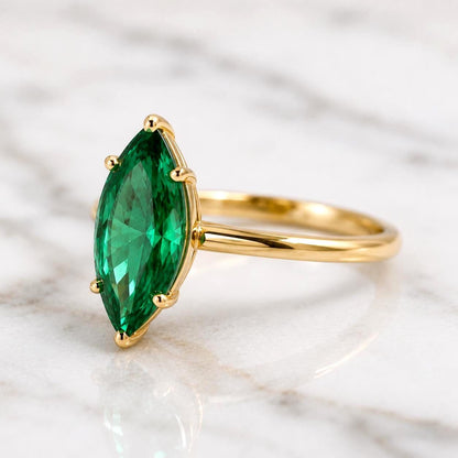 3ct Emerald Marquise Engagement Ring, Emerald ring, Marquise ring, Gemstone ring, Unique ring, Perfect gift for her.