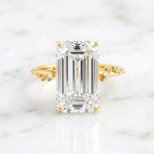 6 Ct IGI Certified Emerald Lab Diamond Engagement Ring