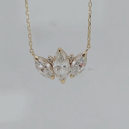 Mangalsutra Moissanite & Perles Noires, Collier Chaîne en Or, Bijoux Perles Faits Main, Collier de Mariage, Collier Diamant Véritable, cadeau pour elle.