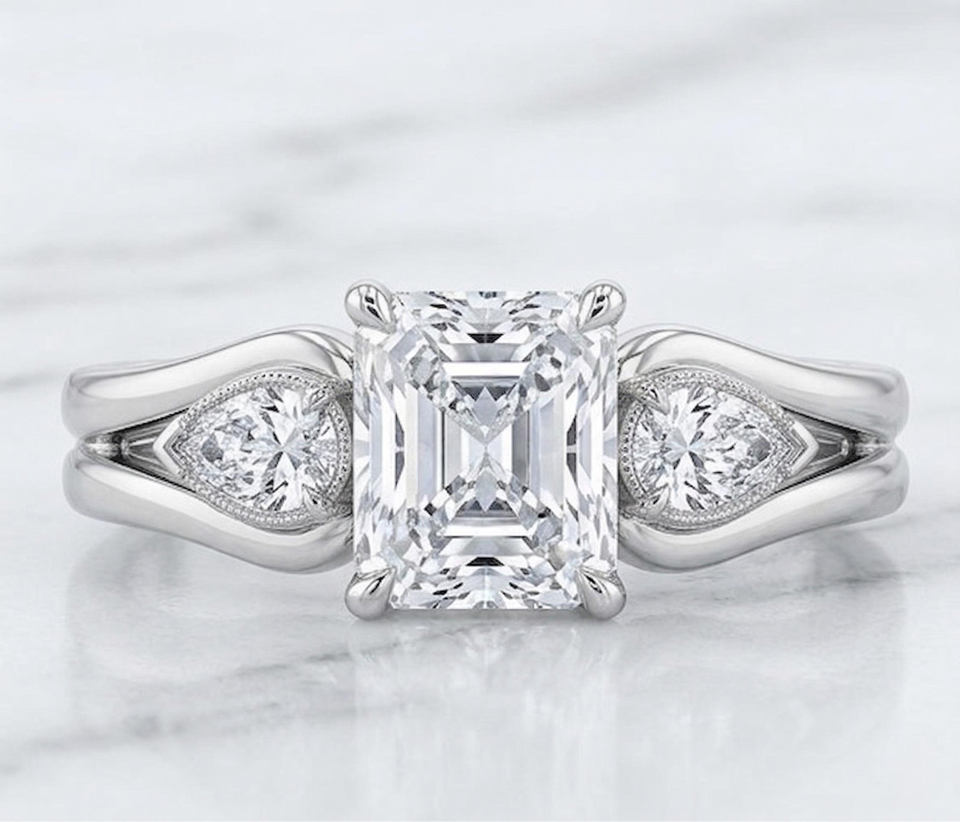1.9 Ct IGI Certified Emerald Lab Diamond Engagement Ring