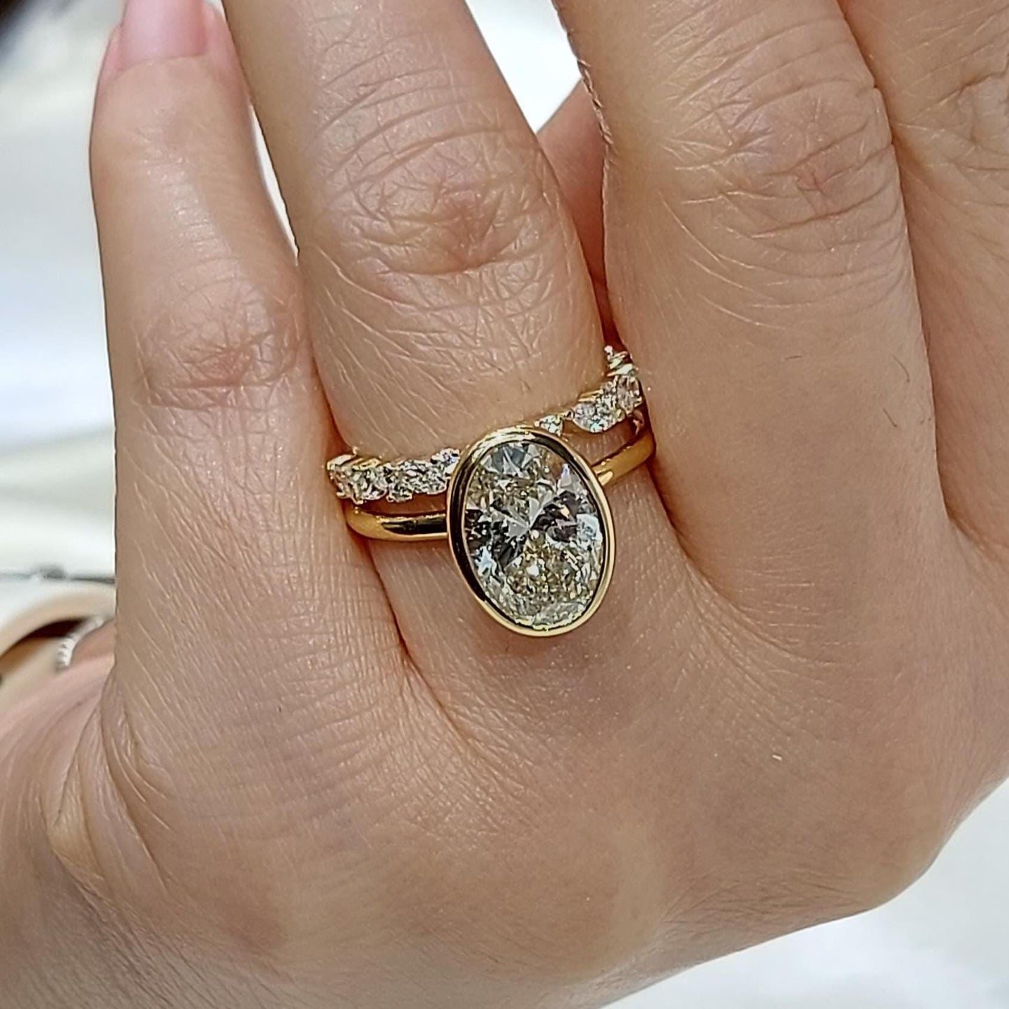 3.1 Ct Oval Lab Diamond Hidden Halo Engagement Ring Oval cut Moissanite Brilliant Cut engagement ring in 935 Argentium Silver — custom handcrafted by Forever For Love