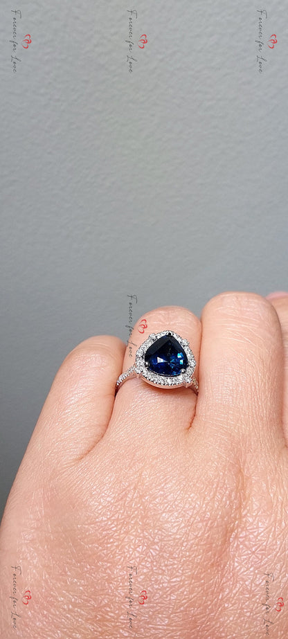 3.6 Ct Blue Diamond, Sapphire Engagement Ring