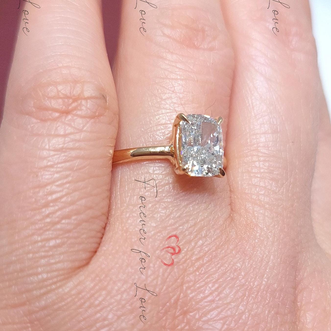 1.8 Ct IGI Certified Cushion Lab Diamond Hidden Halo Engagement Ring