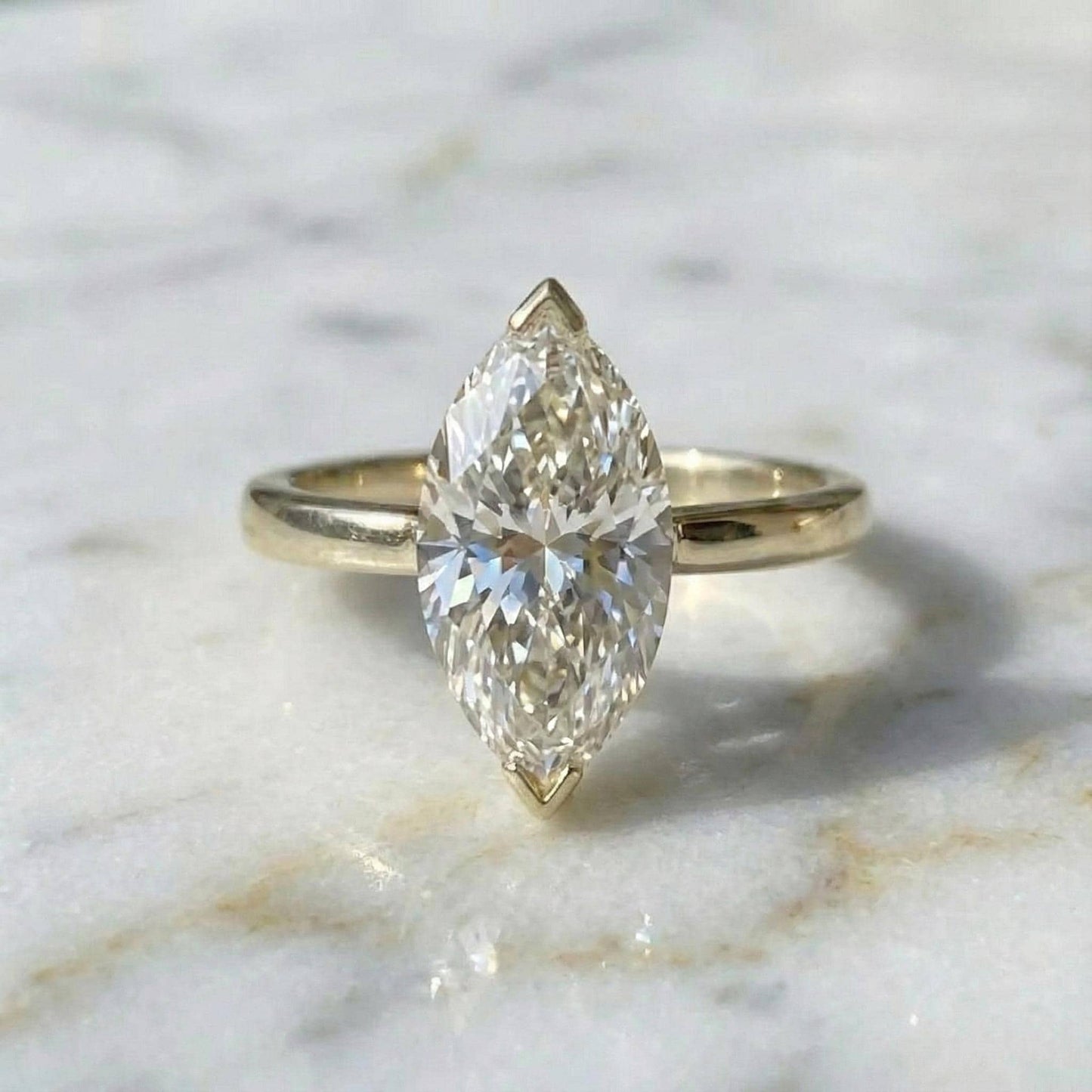 5 Ct IGI Certified Marquise Lab Diamond Engagement Ring Marquise cut 1Ct Moissanite Brilliant Cut engagement ring in 935 Argentium Silver — custom handcrafted by Forever For Love