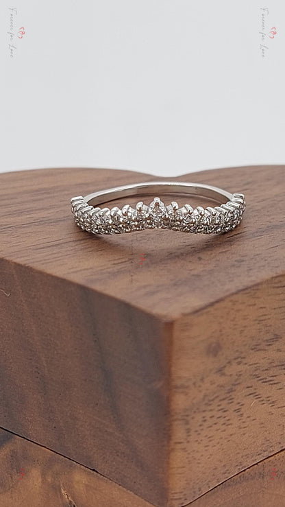 Solid gold Curvy Half Eternity Ring, stacking UK Hallmark Wedding Band- Diamond wedding band - matching wedding band