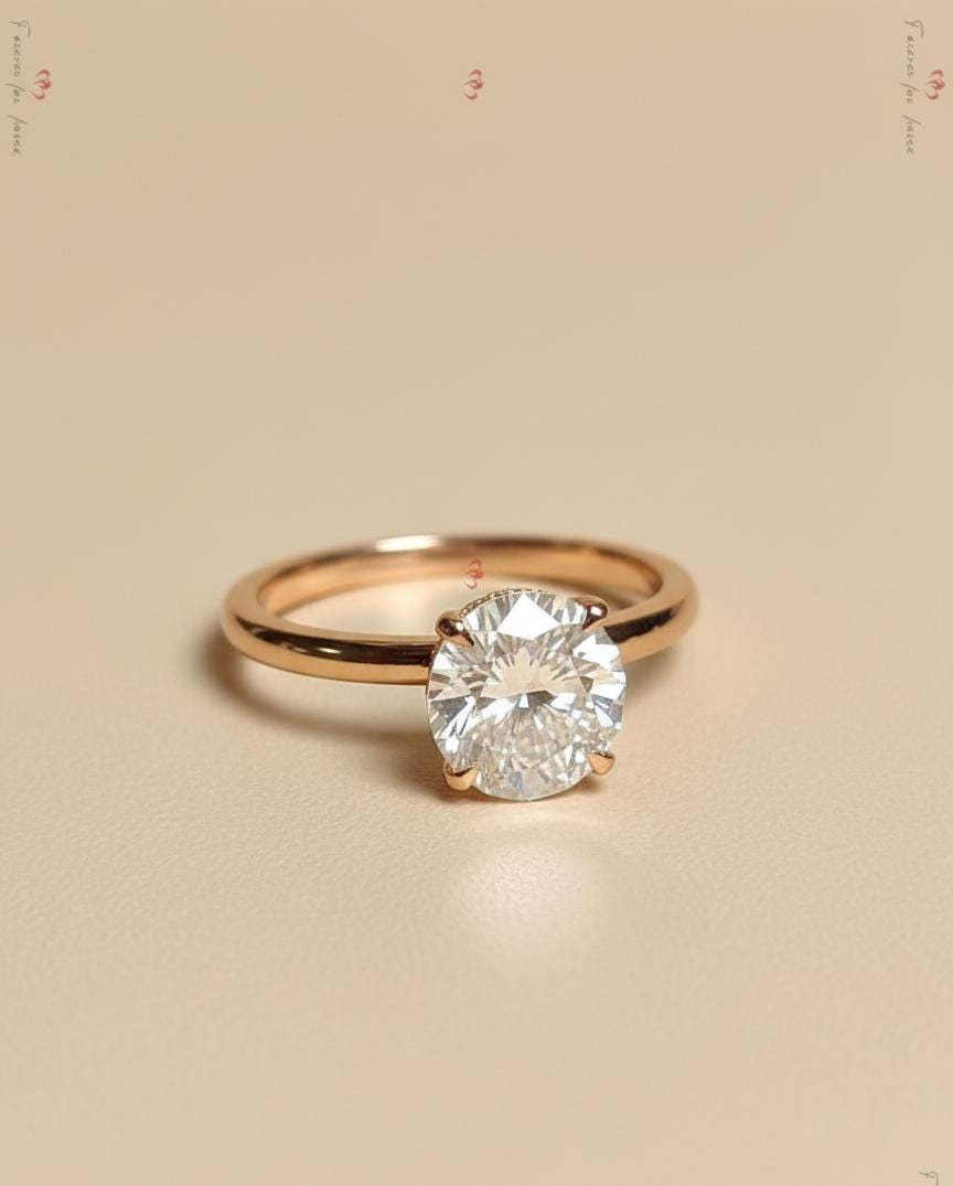 3 Ct IGI Certified Round Lab Diamond Solitaire Engagement Ring Round cut 1Ct Moissanite Brilliant Cut engagement ring in 935 Argentium Silver — custom handcrafted by Forever For Love