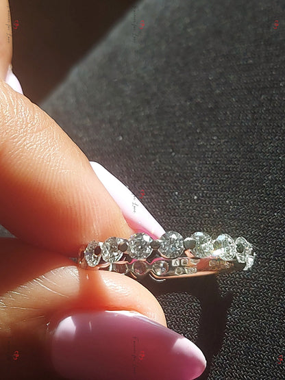 Round Lab Grown Diamond Wedding Band, 3 MM Round Lab Created Band, Matching Band, Floating Bubble Band, Solid Gold Unique Ring Enhancer.