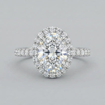 3 Ct Oval Lab Diamond Hidden Halo Engagement Ring