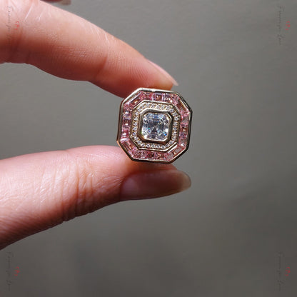 Asscher Moissanite Halo Engagement Ring