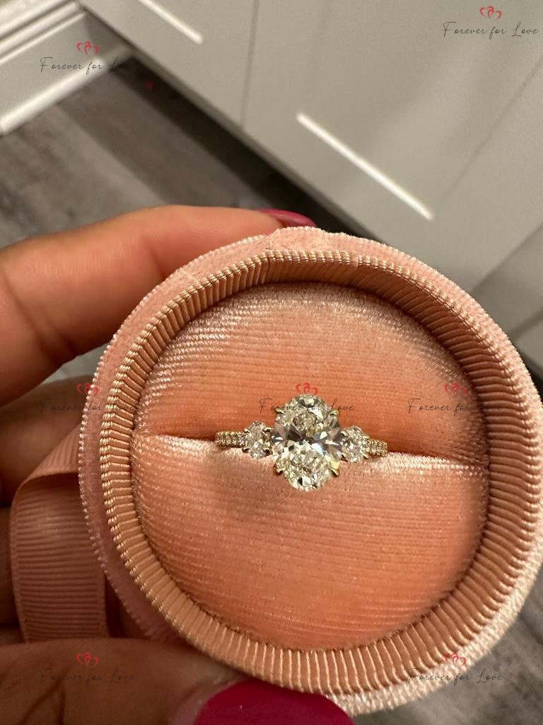 2 Ct IGI Certified Oval Lab Diamond with Accent Engagement Ring Oval cut 1Ct Moissanite Brilliant Cut engagement ring in 935 Argentium Silver — custom handcrafted by Forever For Love