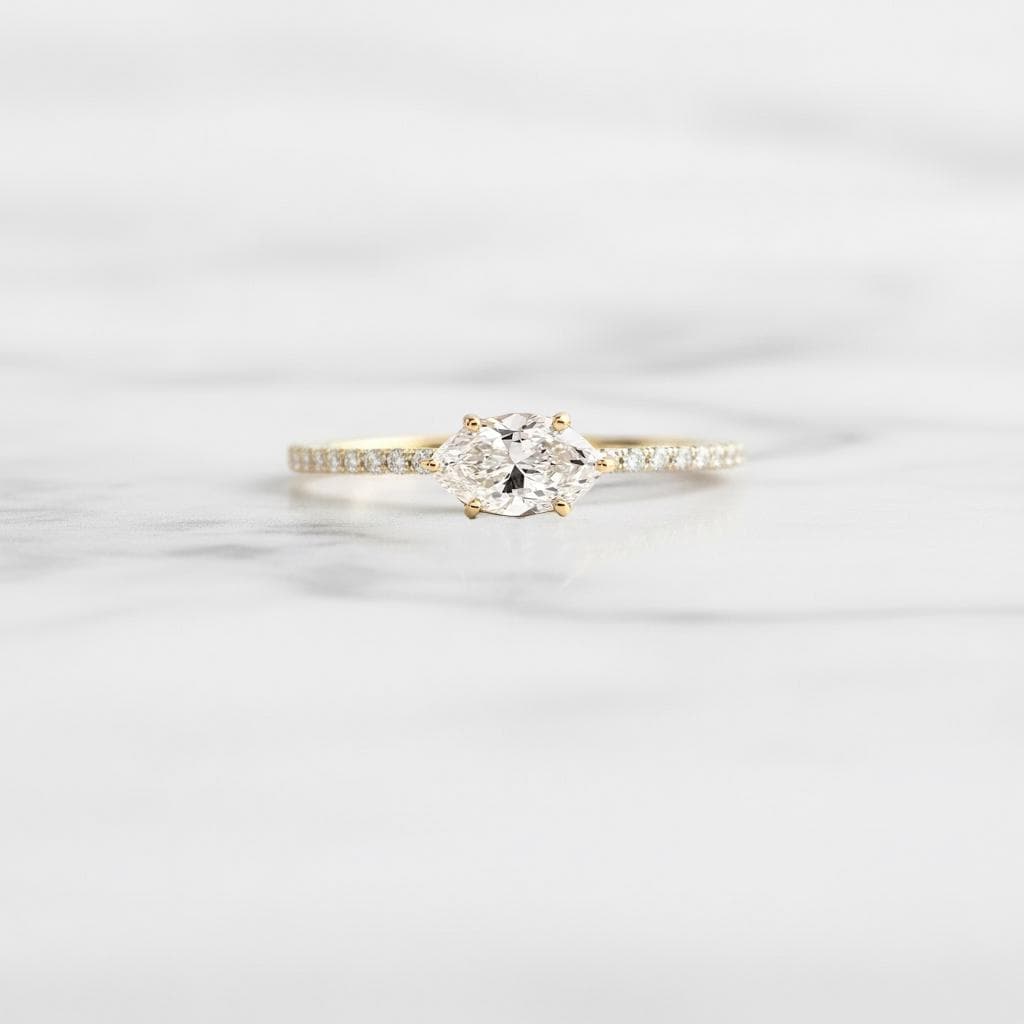 IGI-zertifizierter Verlobungsring mit Marquise-Labor-Diamant Marquise cut Moissanite engagement ring in 935er Argentium Silber — custom handcrafted by Forever For Love