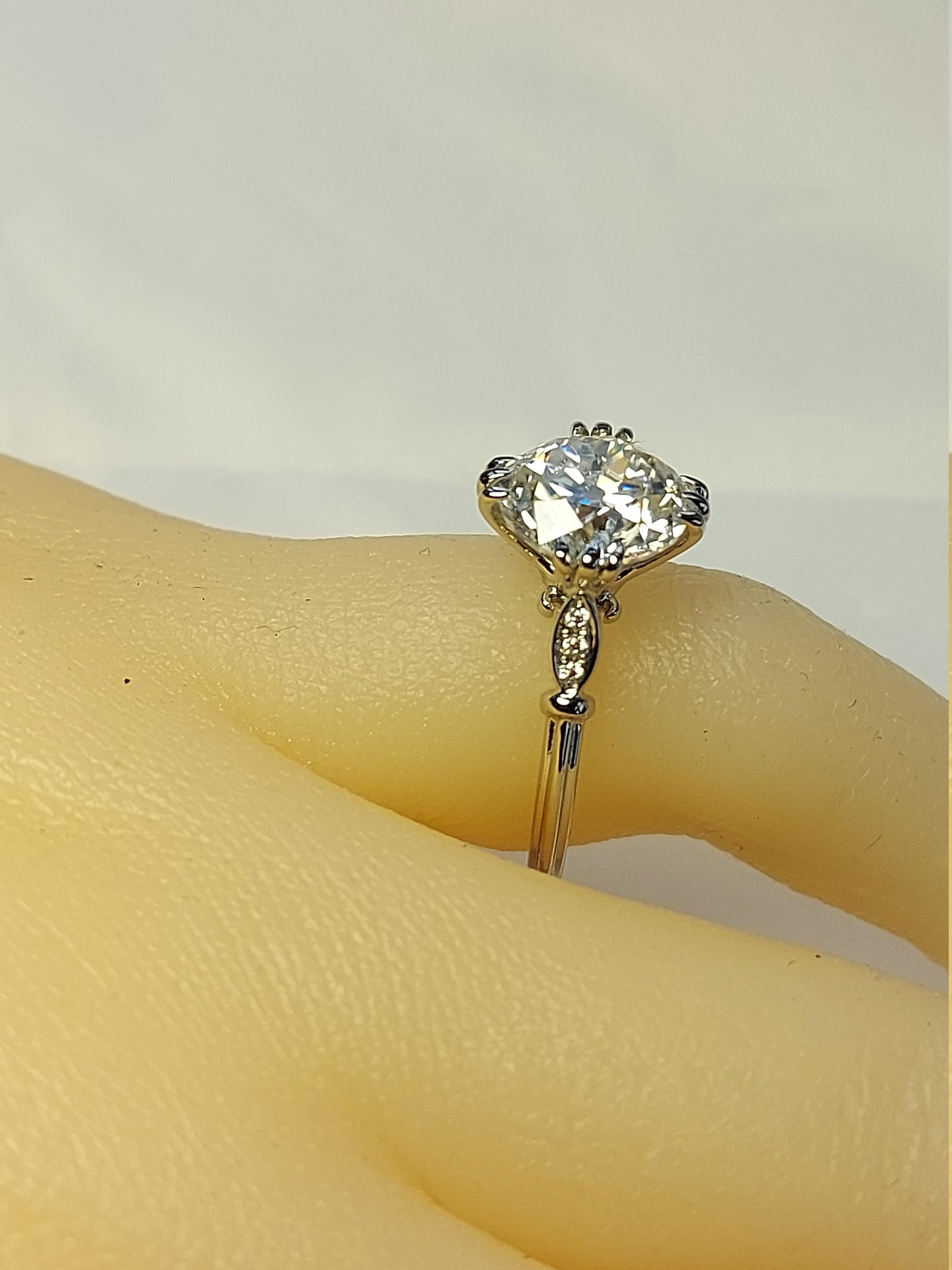2.5 Ct Old Mine Moissanite Solitaire Engagement Ring