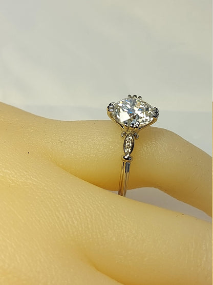 2.5 Ct Old Mine Moissanite Solitaire Engagement Ring