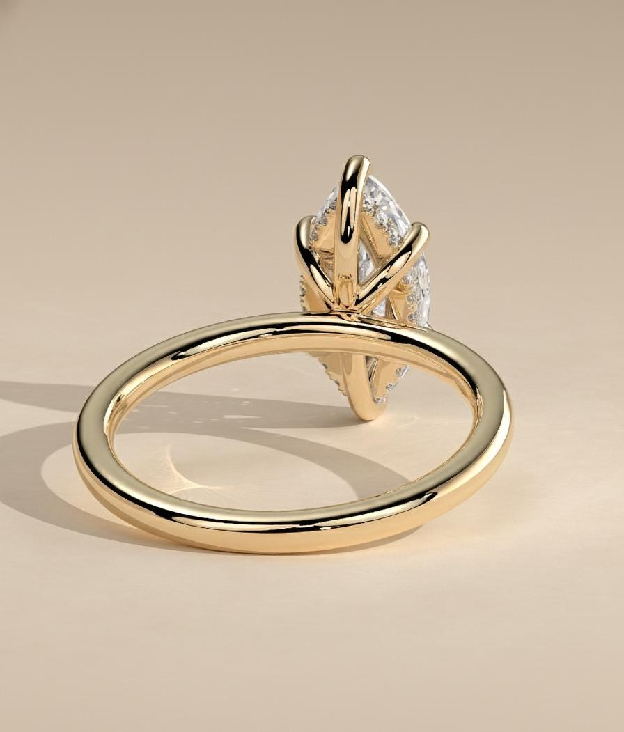 1.5 Ct IGI Certified Marquise Lab Diamond Hidden Halo Engagement Ring