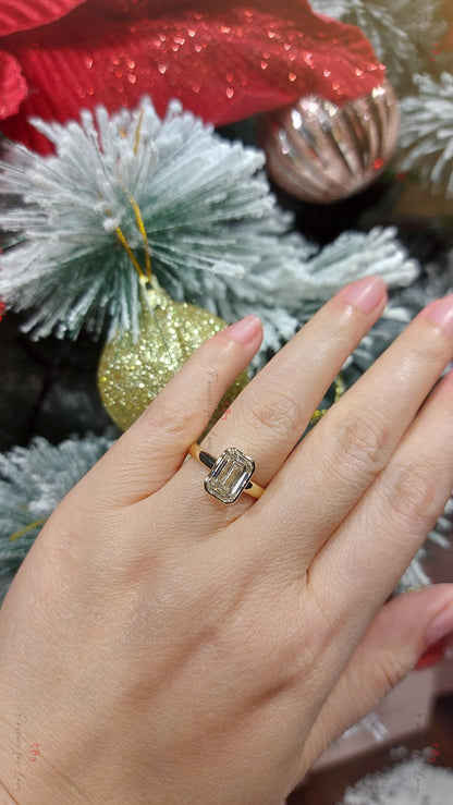 3 Ct Emerald Lab Diamond, Emerald Solitaire Engagement Ring