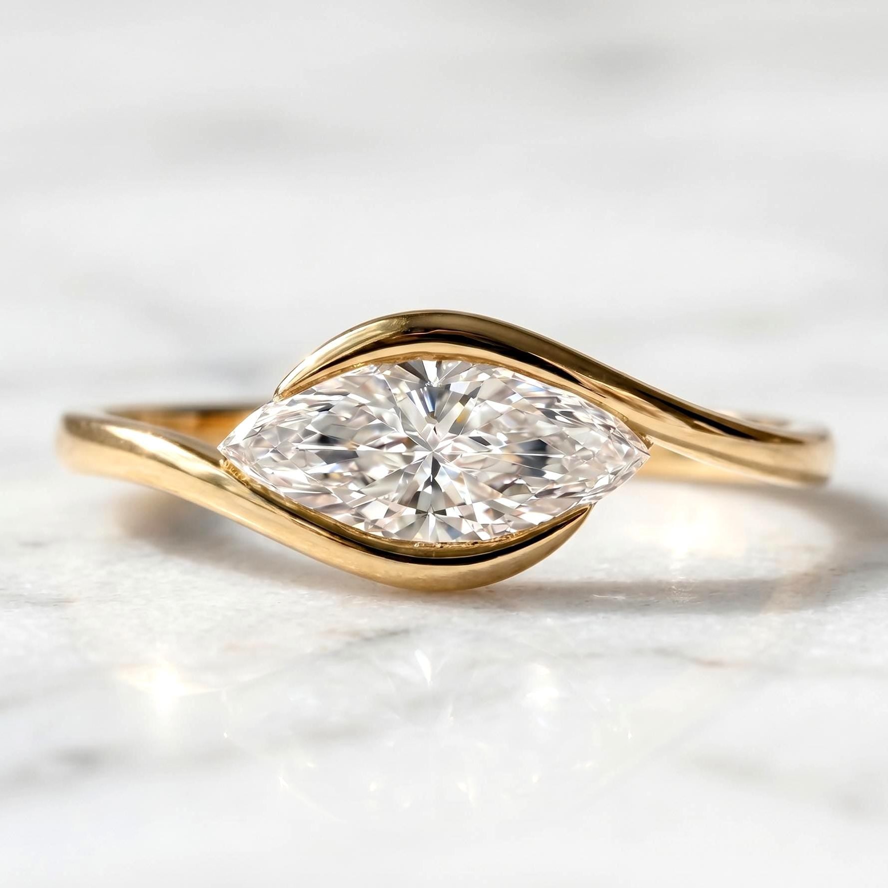 Marquise Ring E,VVS2 clarity Minimalist Ring Small East West Ring Lab Grown Diamond Ring Solitaire Ring for Her Marquise Engagement Ring