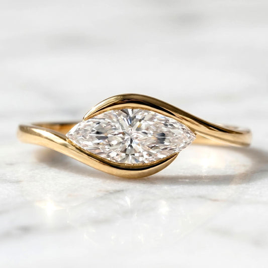 Marquise Ring E,VVS2 clarity Minimalist Ring Small East West Ring Lab Grown Diamond Ring Solitaire Ring for Her Marquise Engagement Ring