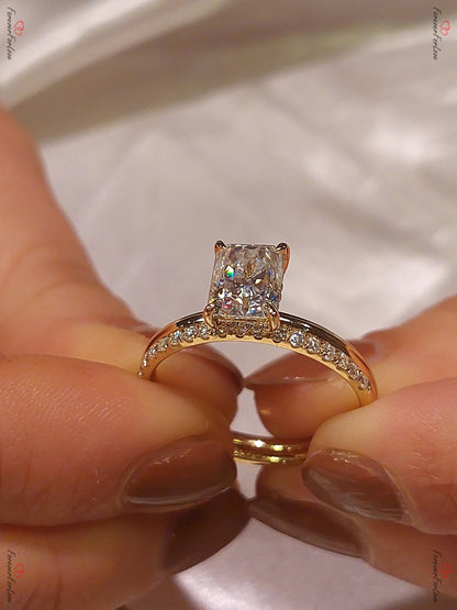 2 Ct Radiant Diamond, Moissanite Eternity Band