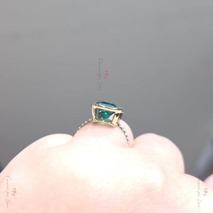 Marquise Diamond, Emerald Engagement Ring